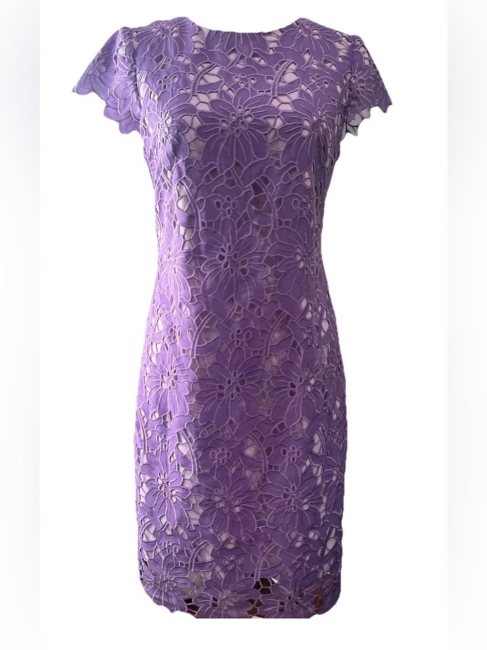 Belle Badgley Mischka Lavender Floral Lace  Dress